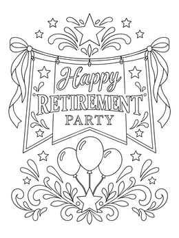 Free printable Happy Retirement Party Celebration Banner coloring page