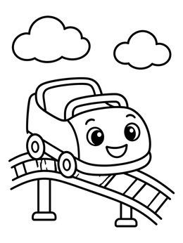 Free printable Happy Roller Coaster Car coloring page