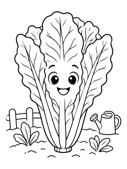 Free printable Happy Romaine Lettuce In Garden coloring page