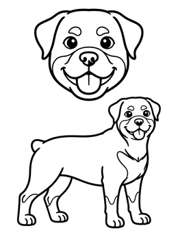 Free printable Happy Rottweiler Dog And Portrait coloring page