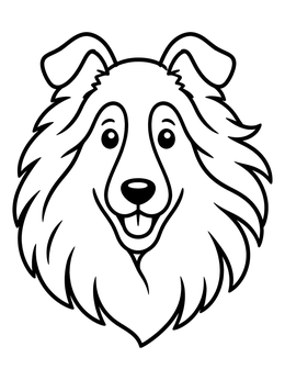 Free printable Happy Collie Face Portrait coloring page