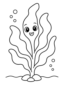 Free printable Happy Seaweed With Cute Face coloring page