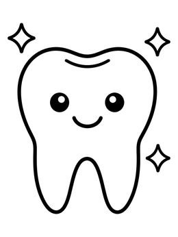 Free printable Happy Shiny Tooth With Sparkles coloring page