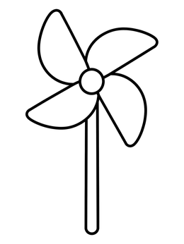 Free printable Simple Four Bladed Pinwheel Toy coloring page
