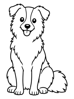 Free printable Happy Sitting Border Collie coloring page