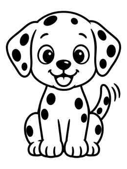 Free printable Happy Sitting Dalmatian Puppy coloring page