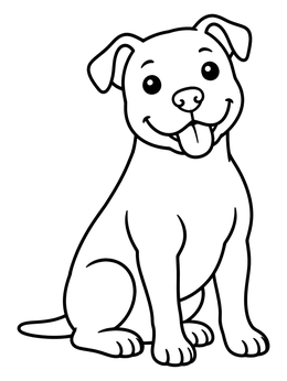 Free printable Happy Sitting Pitbull Puppy coloring page