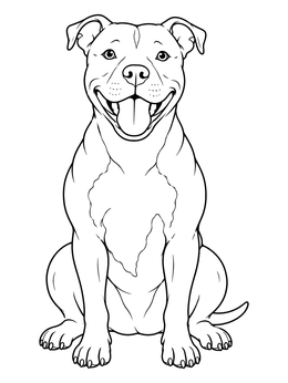 Free printable Happy Smiling Pitbull Sitting Upright coloring page