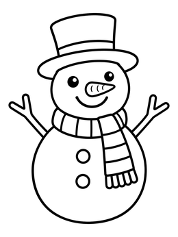 Free printable Happy Snowman With Scarf And Hat coloring page