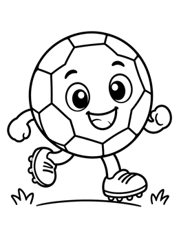 Free printable Happy Soccer Ball Running In Cleats coloring page
