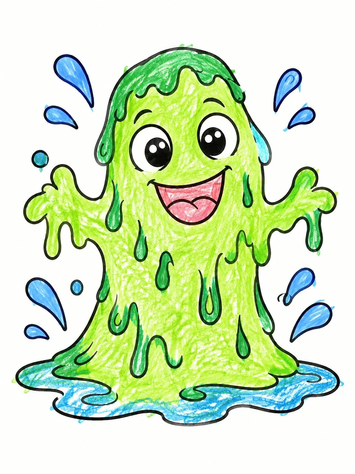 Colored example of the Happy Splashing Slime Monster coloring page