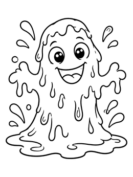 Free printable Happy Splashing Slime Monster coloring page