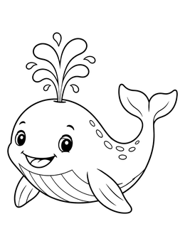 Happy Spouting Baby Whale coloring page
