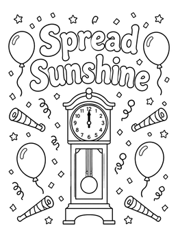 Free printable Spread Sunshine Midnight Party Clock coloring page
