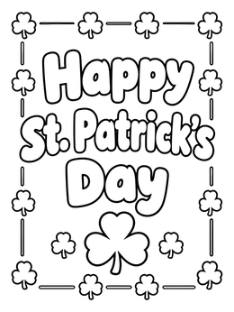 Free printable Happy St Patricks Day Shamrock Greeting coloring page
