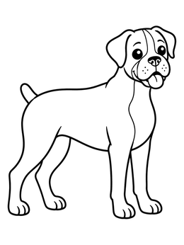 Free printable Happy Standing Boxer Dog coloring page