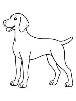 Free printable Happy Standing Weimaraner Dog coloring page