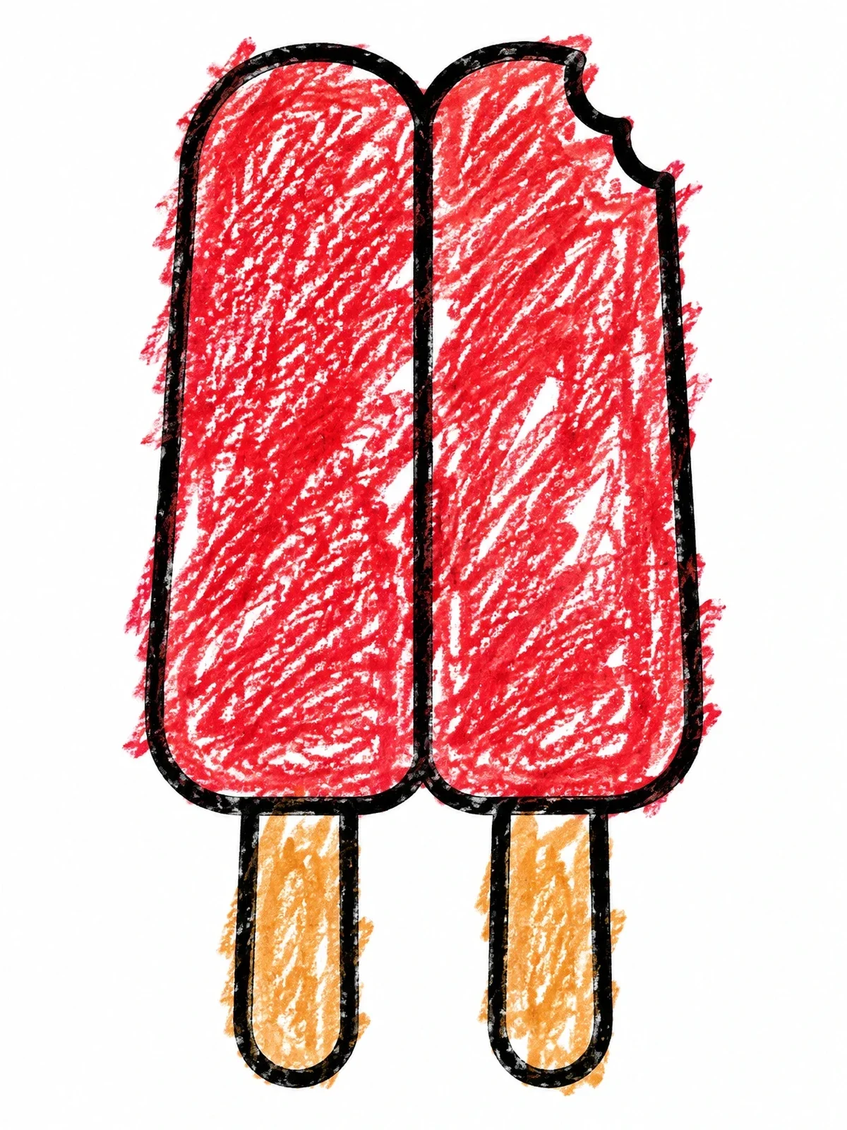 Colored example of the Twin Popsicle With A Bite coloring page