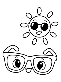 Free printable Happy Sun And Smiling Sunglasses coloring page