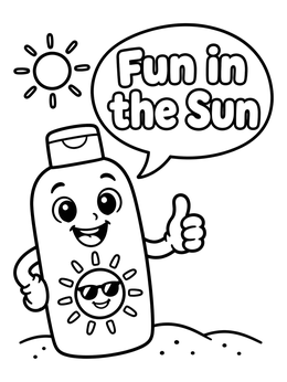 Free printable Happy Sunscreen Bottle Giving Thumbs Up coloring page