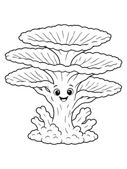 Free printable Happy Table Coral Cartoon coloring page