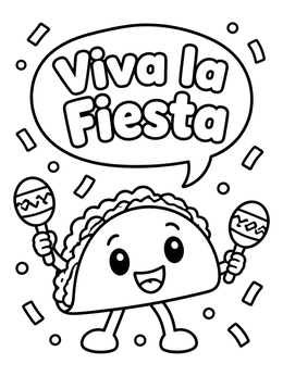 Free printable Happy Taco Celebrating Viva La Fiesta coloring page