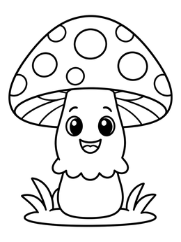Free printable Happy Toadstool With Polka Dots coloring page