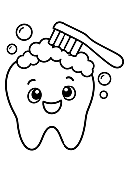 Free printable Happy Tooth Brushing Time coloring page