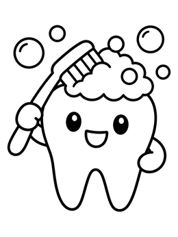 Free printable Happy Tooth Brushing With Bubbles coloring page