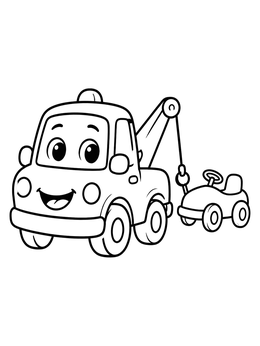 Free printable Happy Tow Truck With Toy Car coloring page