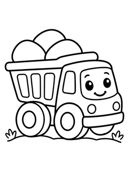 Free printable Happy Toy Dump Truck With Rocks coloring page
