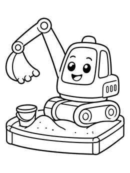 Free printable Happy Toy Excavator In Sandbox coloring page
