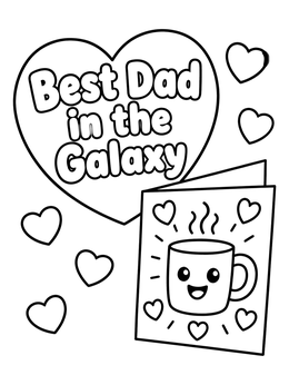 Free printable Best Dad In The Galaxy Card coloring page
