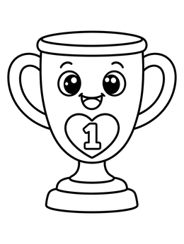 A smiling number one trophy on this happy valentines day dad coloring page.