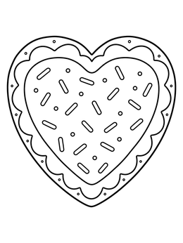 A sweet treat shines in this happy valentines day dad coloring page of a frosted heart cookie with sprinkles.