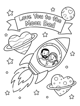 Free printable Father And Child Space Rocket Adventure coloring page