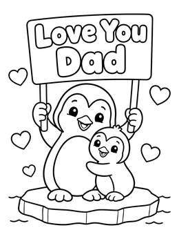 Free printable Penguin Dad And Baby On Ice coloring page