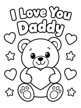 Free printable Teddy Bear I Love You Daddy coloring page