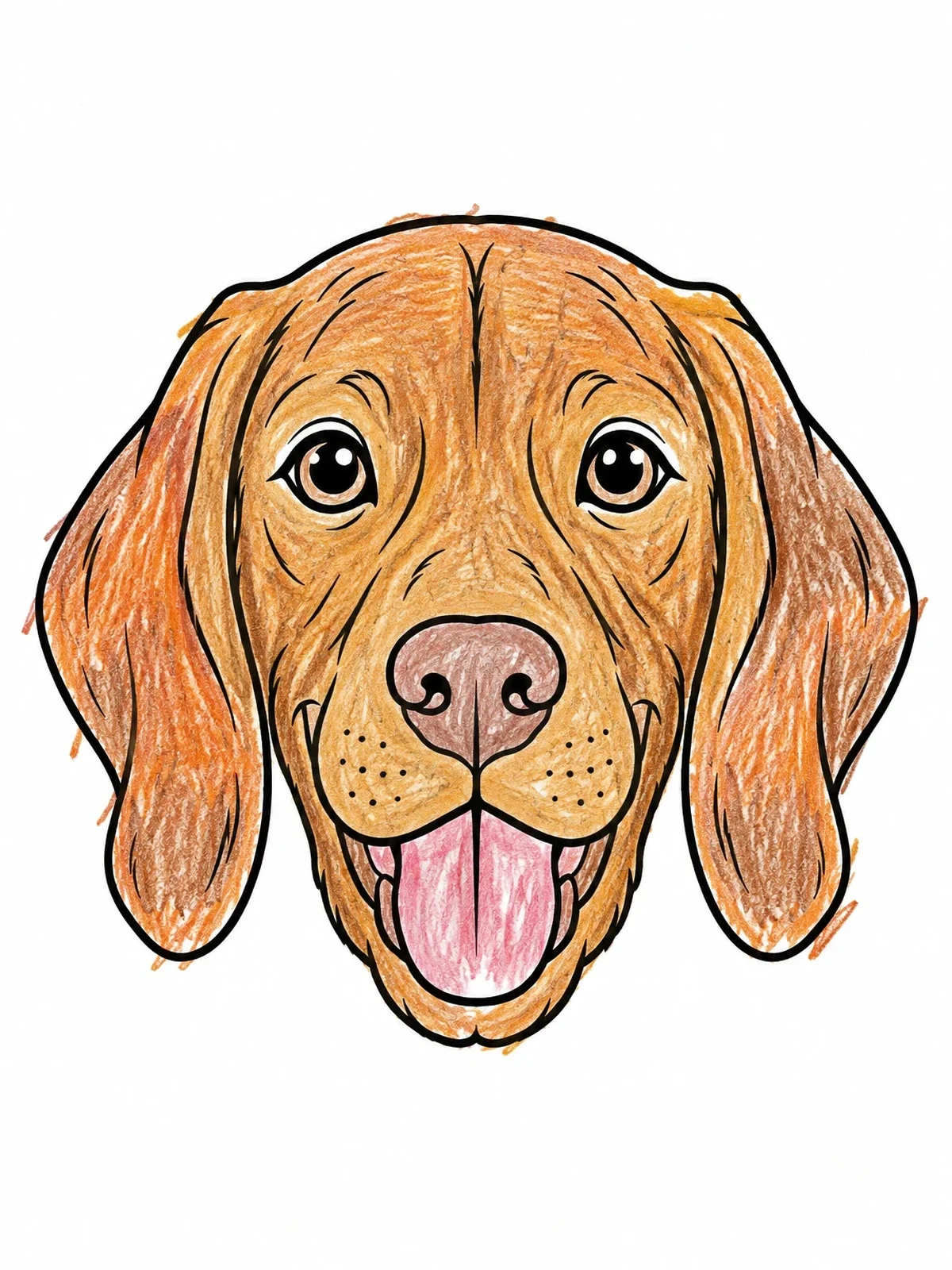 Colored example of the Happy Vizsla Dog Face coloring page