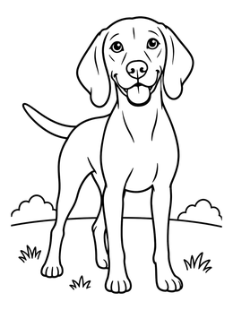Free printable Happy Vizsla Dog In Field coloring page