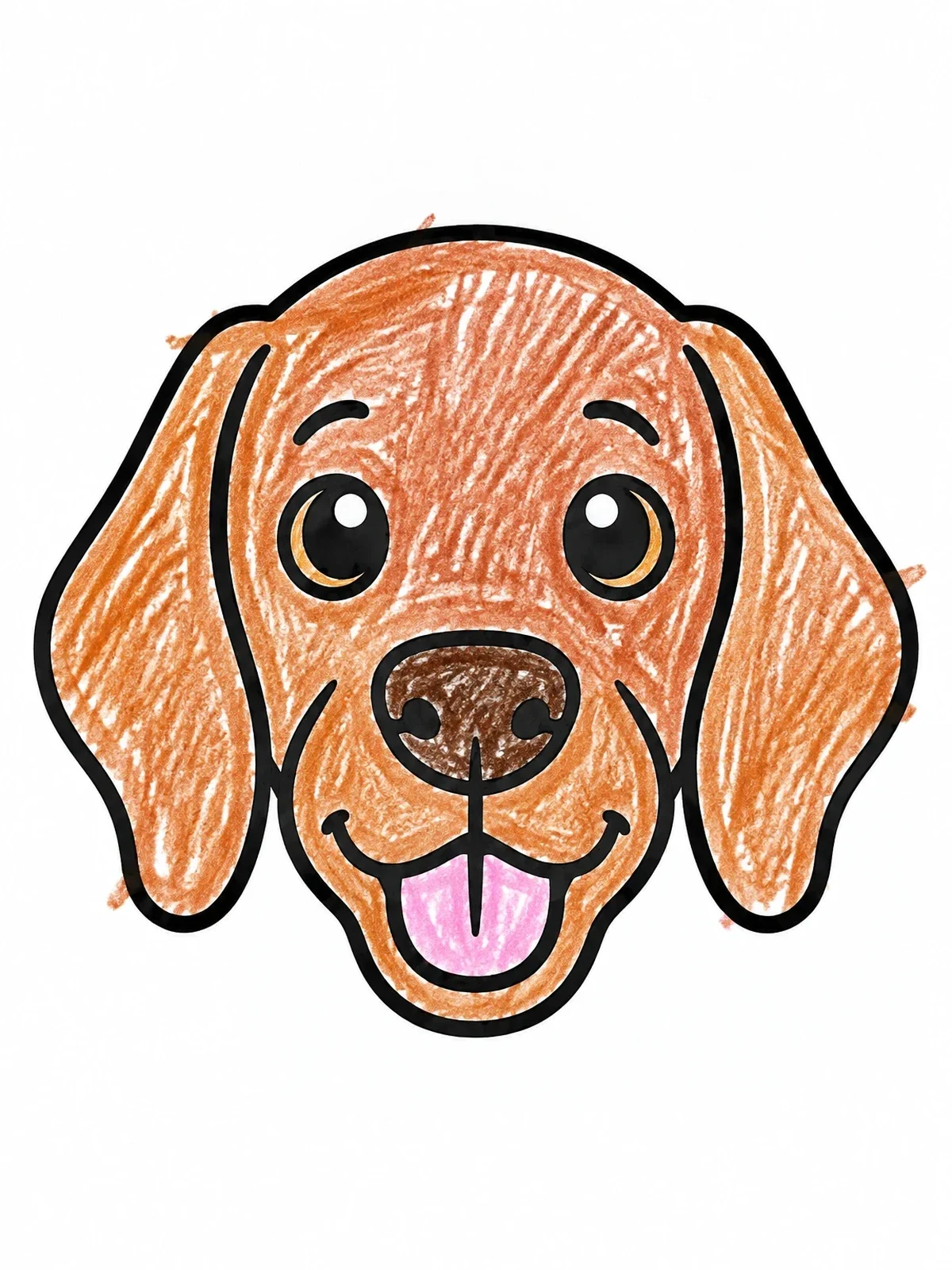 Colored example of the Happy Vizsla Puppy Face coloring page