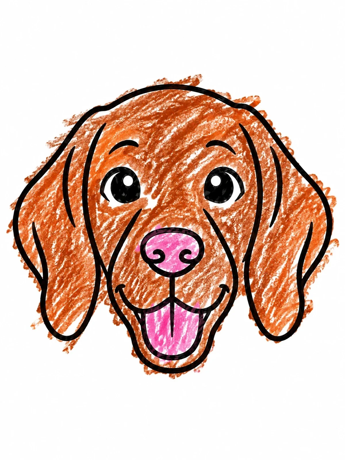 Colored example of the Happy Vizsla Puppy Face coloring page