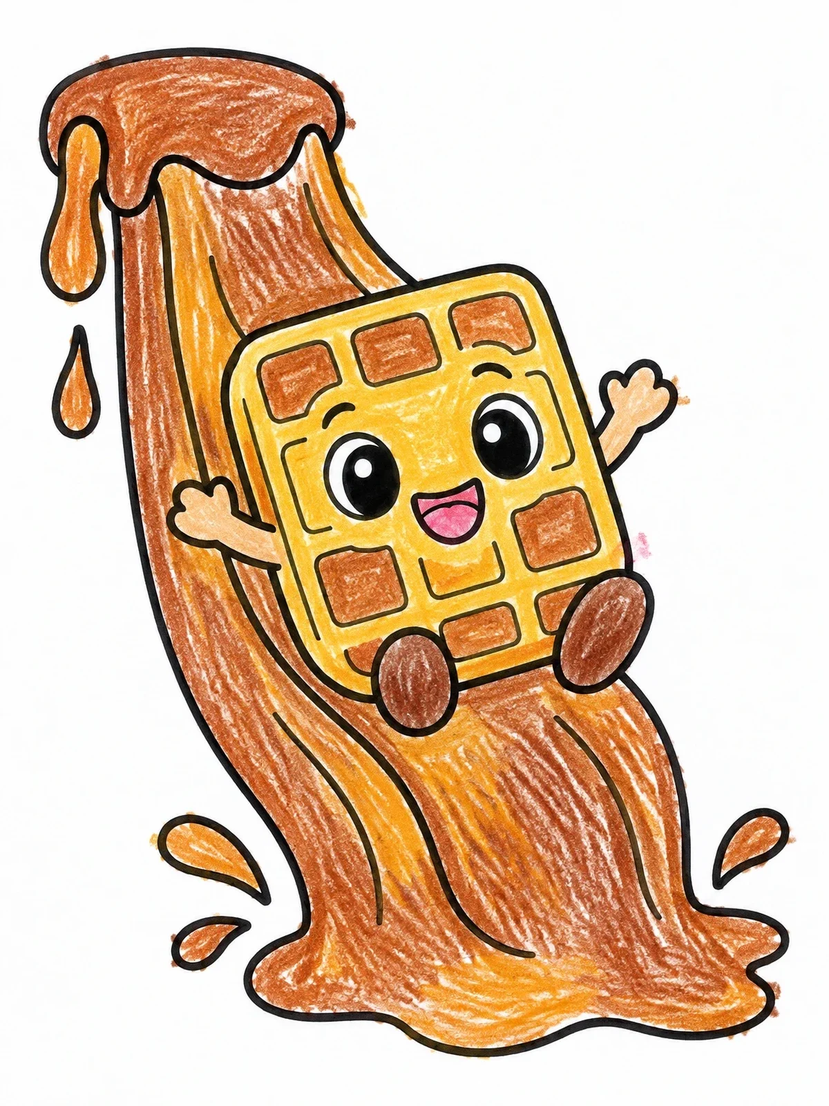 Colored example of the Happy Waffle On Syrup Slide coloring page