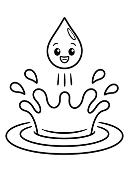 Free printable Happy Water Droplet And Splash coloring page