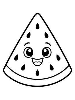 Free printable Happy Watermelon Slice coloring page