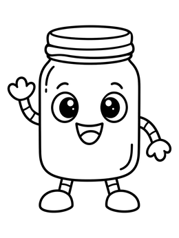 Free printable Happy Waving Mason Jar Character coloring page