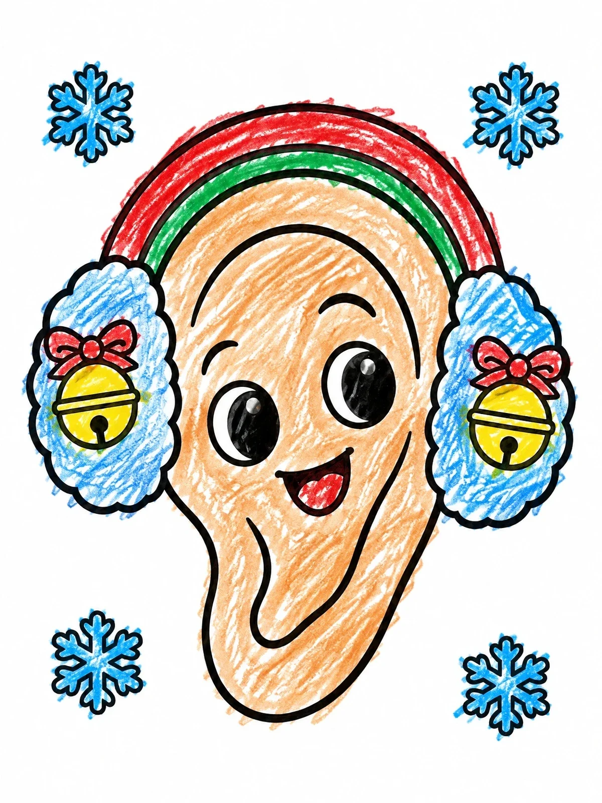 Colored example of the Happy Winter Ear With Warm Earmuffs coloring page