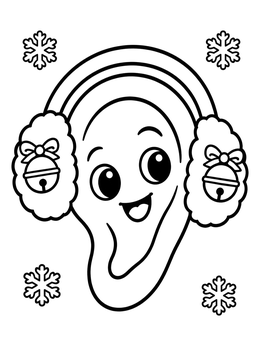 Free printable Happy Winter Ear With Warm Earmuffs coloring page