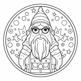 Happy Wizard Coloring Book - Coloring Page