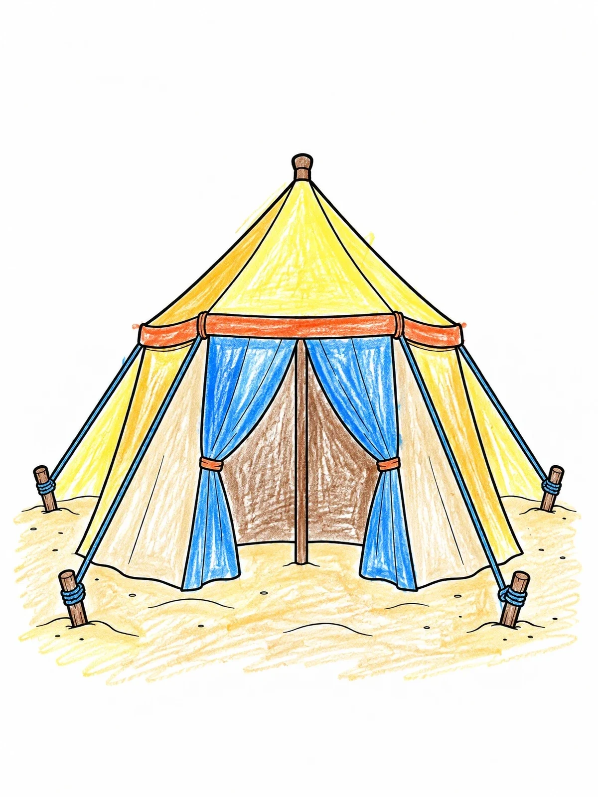Colored example of the Ancient Desert Camp Tent coloring page